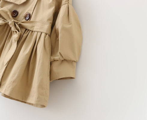 Double-breasted button trench coat belt trench coat skirt - ROUTINE FASHION
